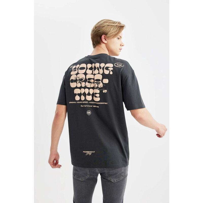 DEFACTO Comfort Fit Crew Neck Printed T-Shirt