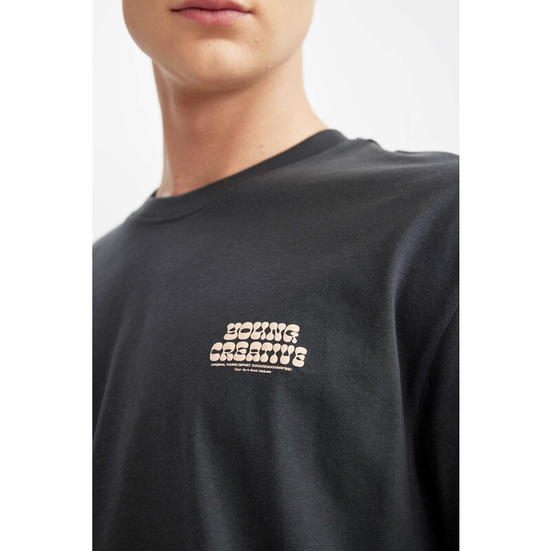 DEFACTO Comfort Fit Crew Neck Printed T-Shirt