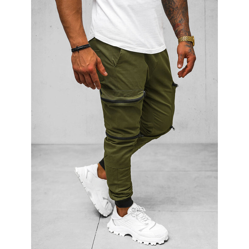 Pánské Chino Jogger Kalhoty Khaki OZONEE O/475