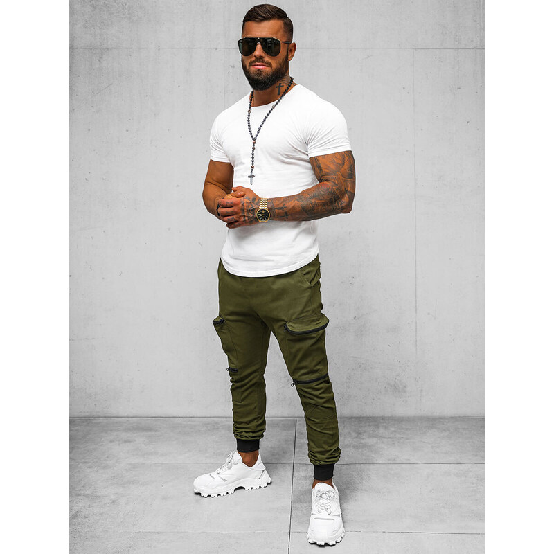 Pánské Chino Jogger Kalhoty Khaki OZONEE O/475