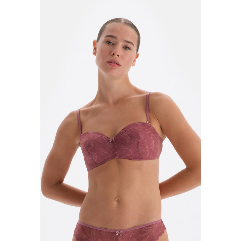 Dagi Pale Pink Lace Detail Strapless Covered Bra