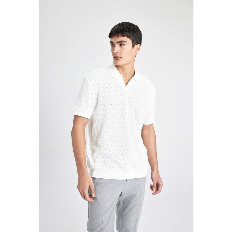 DEFACTO Regular Fit Resort Neck Knitting Look Polo T-Shirt