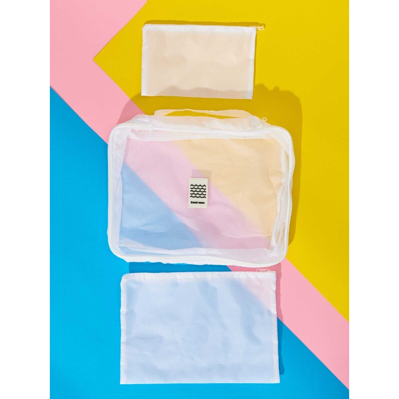 Sinsay - Sada 3 kosmetických tašek - krémová