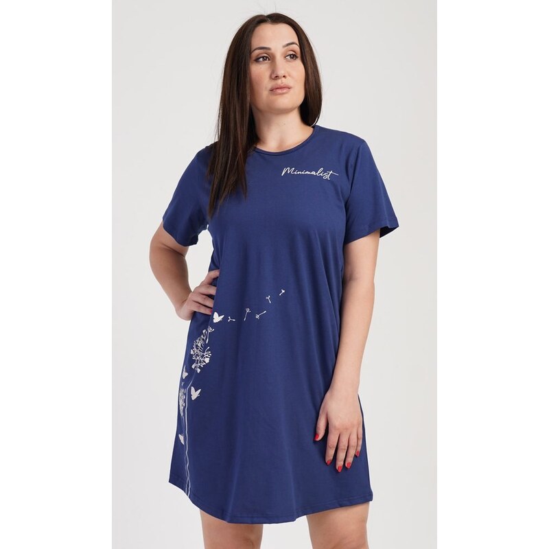 Vienetta Dámská noční košile s krátkým rukávem Pampelišky - tmavě modrá