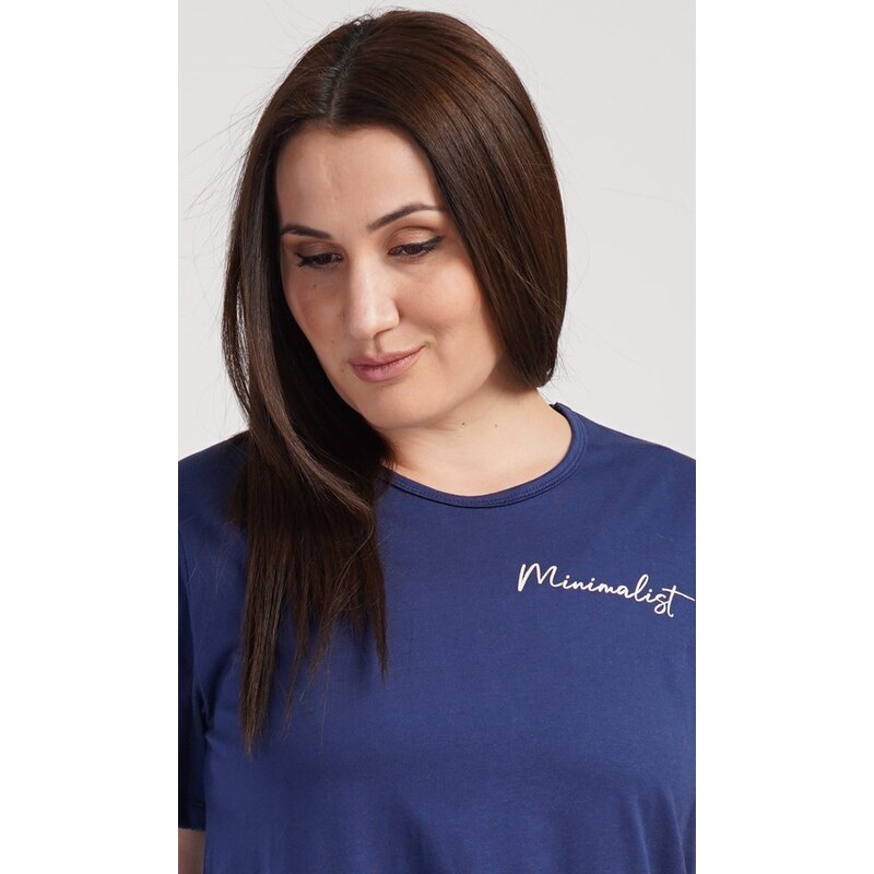 Vienetta Dámská noční košile s krátkým rukávem Pampelišky - tmavě modrá
