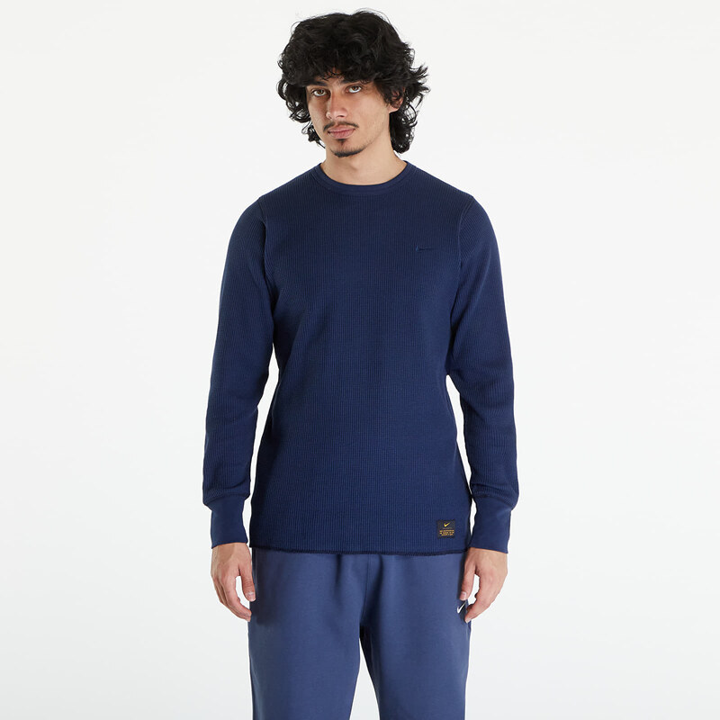 Pánské tričko Nike Life Men's Long-Sleeve Heavyweight Waffle Top Obsidian/ Dark Obsidian/ Obsidian