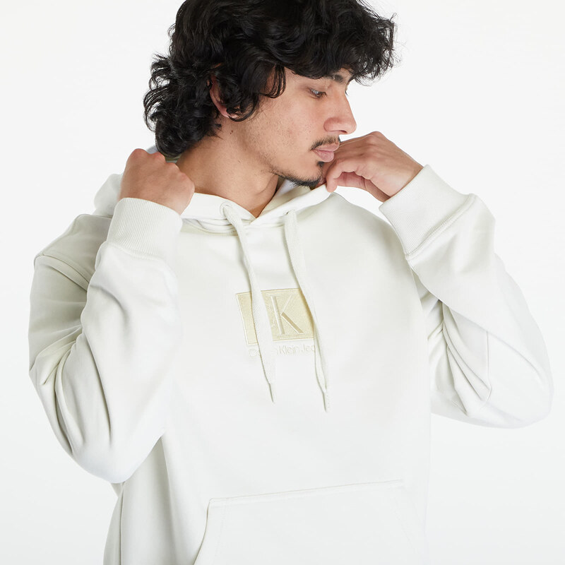 Pánská mikina Calvin Klein Jeans Embroidery Patch Hoodie White