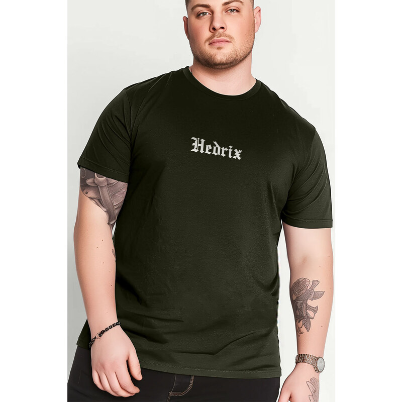 Hendrix Tričko, Barva Khaki, s Potiskem Hedrix Retro