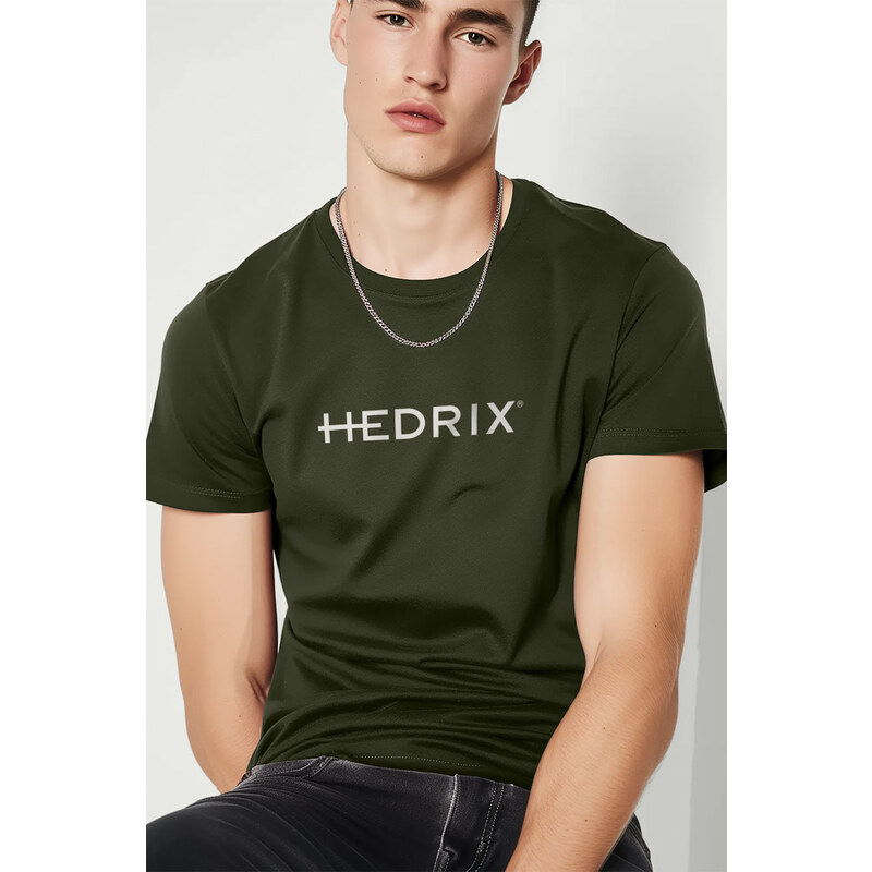 Hendrix Tričko, Barva Khaki, s Potiskem Hedrix Logo