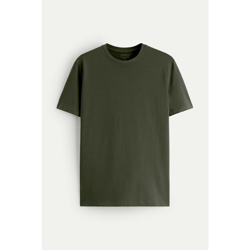 Hendrix Tričko, Barva Khaki, s Potiskem Basic T Shirt