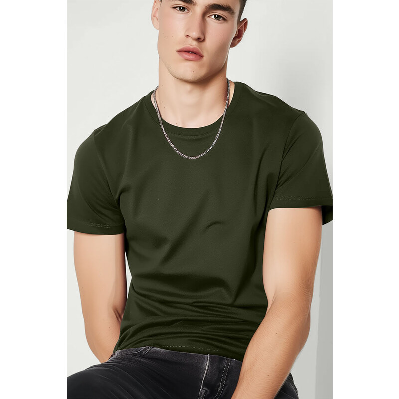 Hendrix Tričko, Barva Khaki, s Potiskem Basic T Shirt