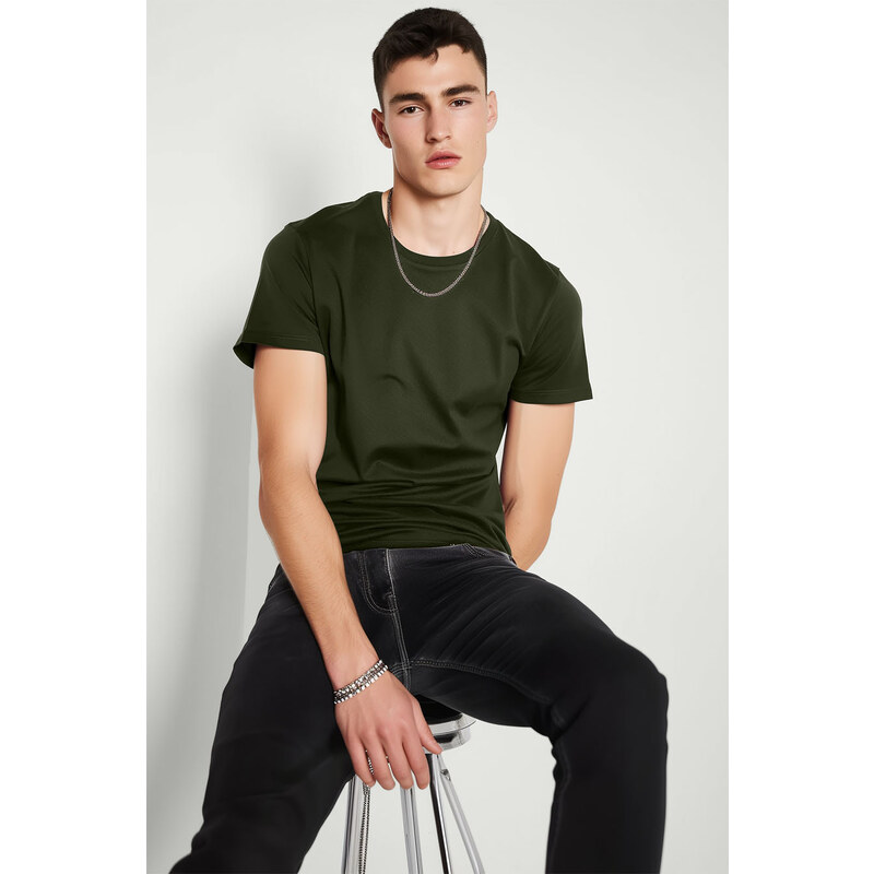 Hendrix Tričko, Barva Khaki, s Potiskem Basic T Shirt