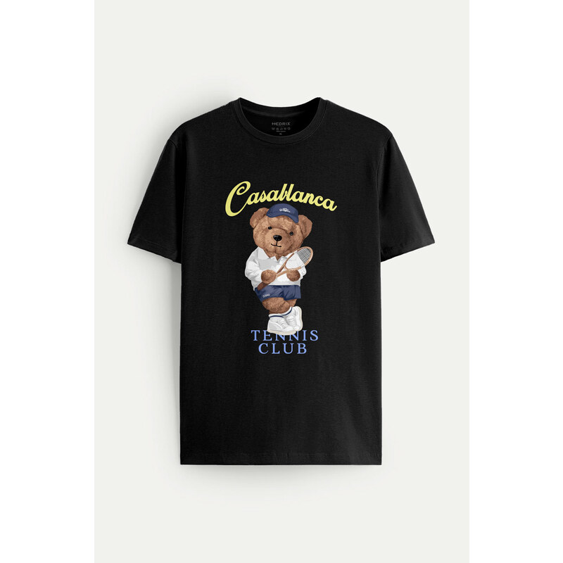 Tričko, Barva Černá, s Potiskem Tennis Teddy