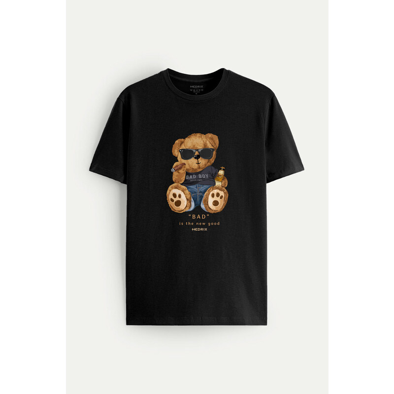 Tričko, Barva Černá, s Potiskem Bad Boy Teddy