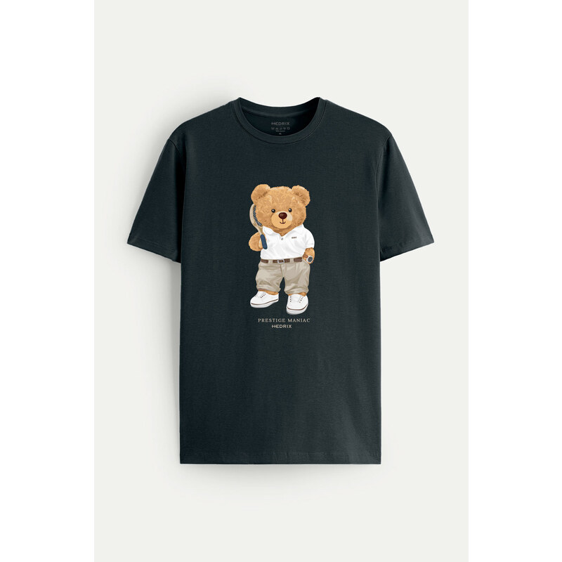 Tričko, Barva Železitě Šedá, s Potiskem Prestige Teddy