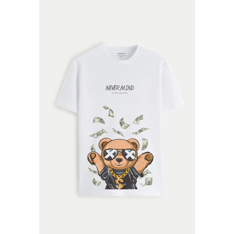 Tričko, Barva Bílá, s Potiskem Moneymaker Teddy