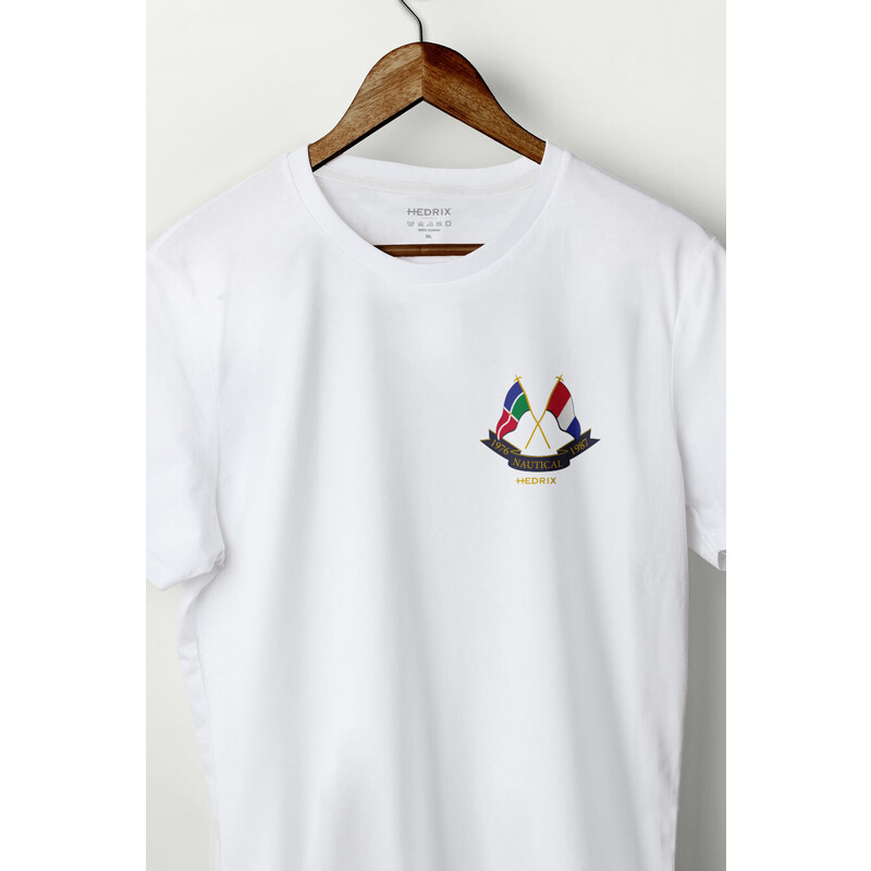 Hendrix Tričko, Barva Bílá, s Potiskem Nautical Flags