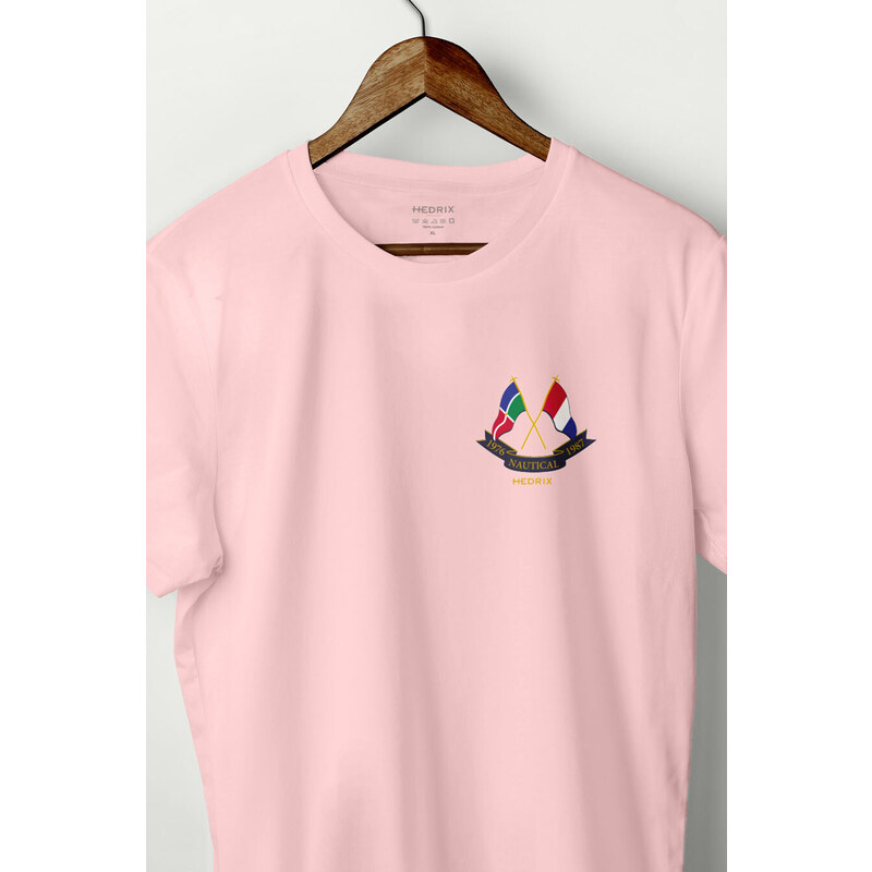 Hendrix Tričko, Barva Růžová, s Potiskem Nautical Flags