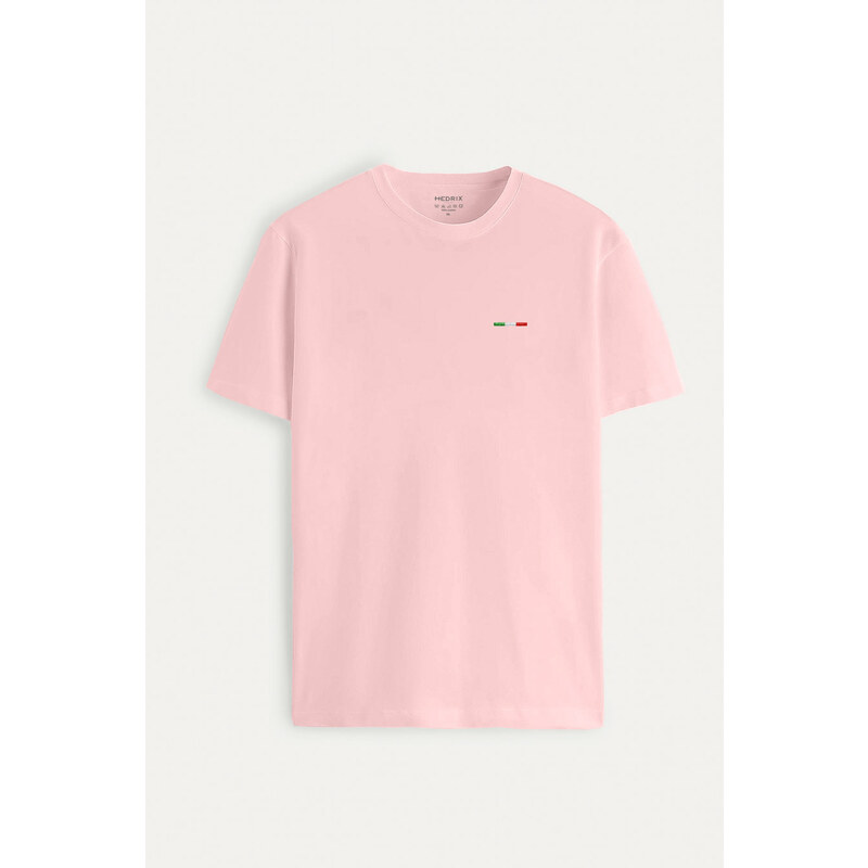 Tričko, Barva Růžová, s Potiskem Italian Stripe