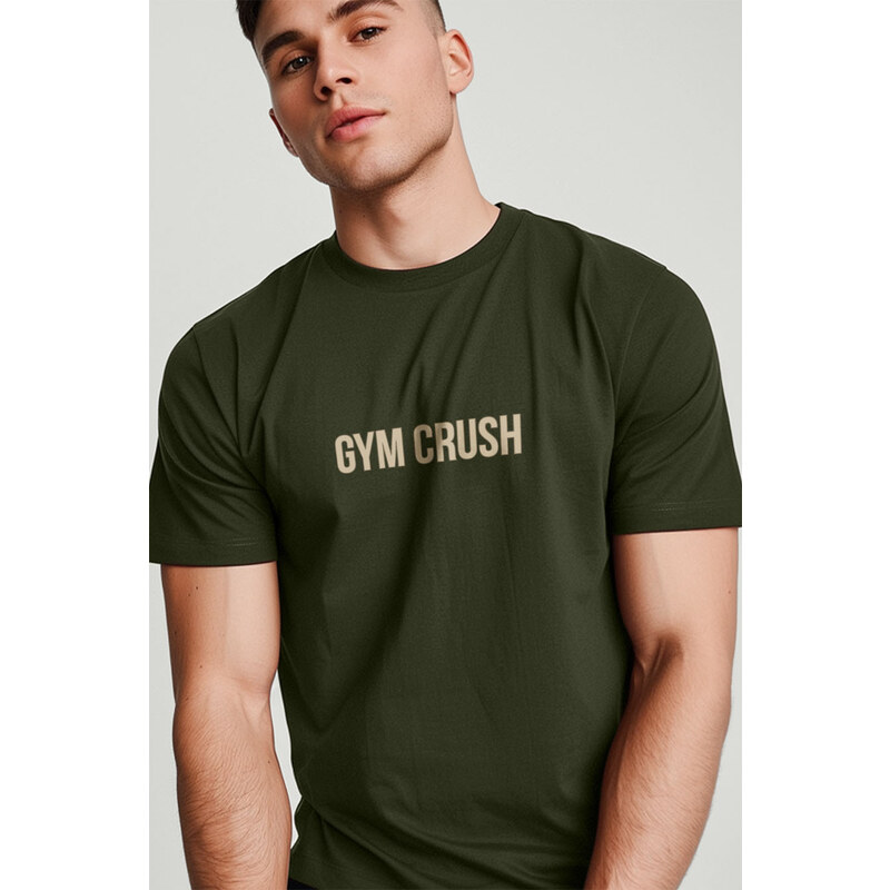 Hendrix Tričko, Barva Khaki, s Potiskem Gym Crush