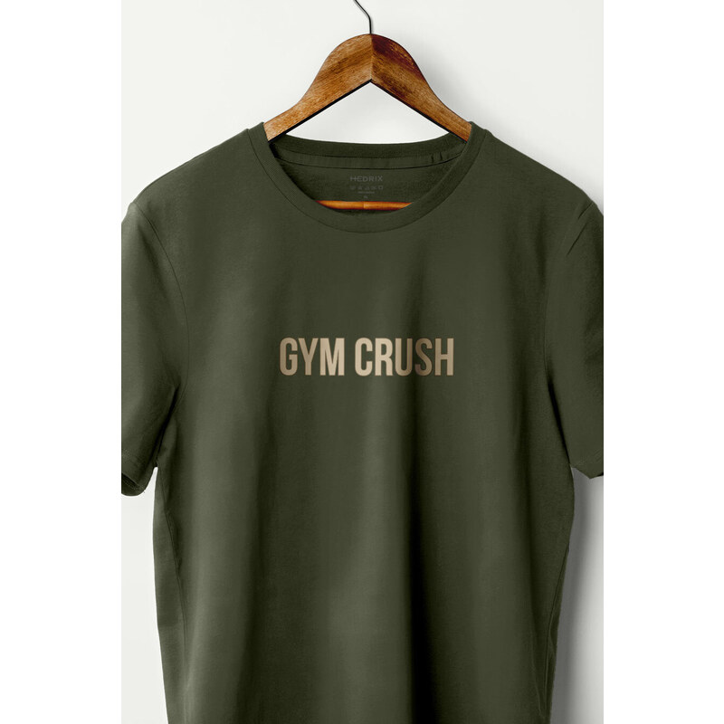 Hendrix Tričko, Barva Khaki, s Potiskem Gym Crush