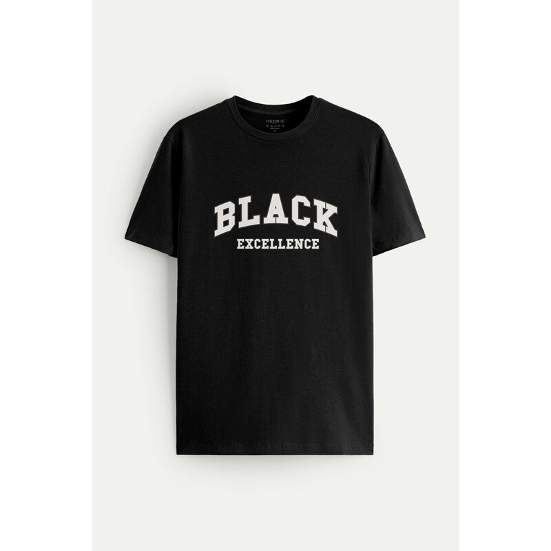 Tričko, Barva Černá, s Potiskem Black Excellence