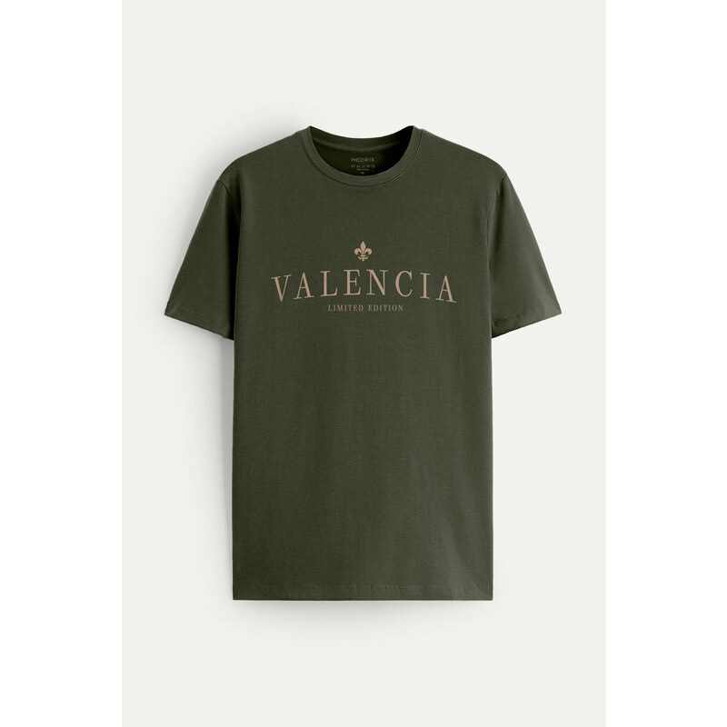 Hendrix Tričko, Barva Khaki, s Potiskem Valencia Limited