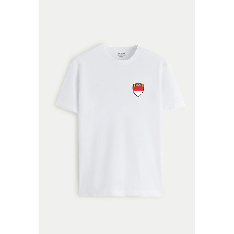 Tričko, Barva Bílá, s Potiskem Monaco Flag