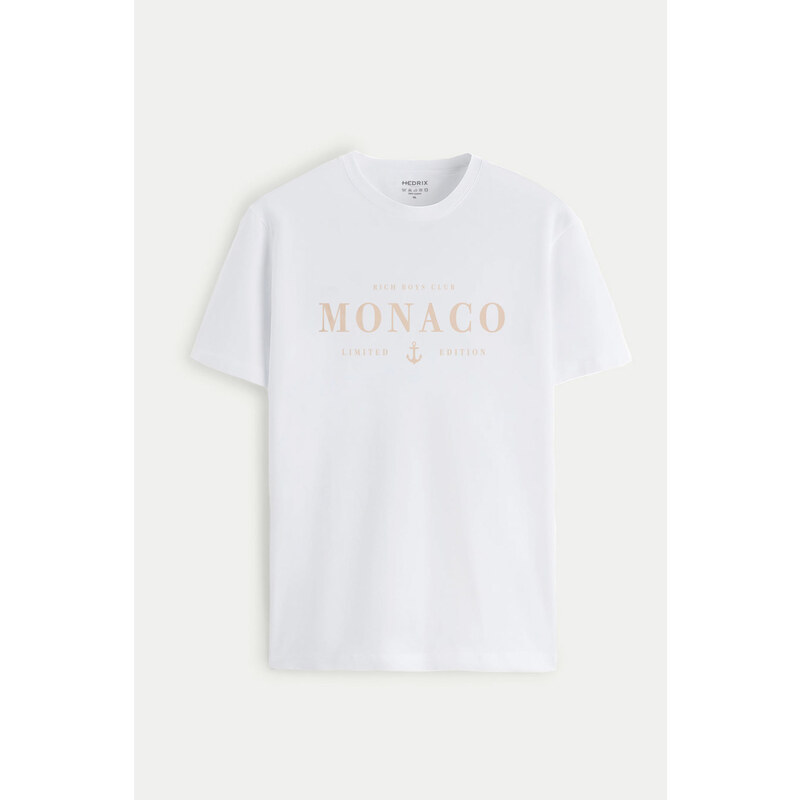 Tričko, Barva Bílá, s Potiskem Monaco