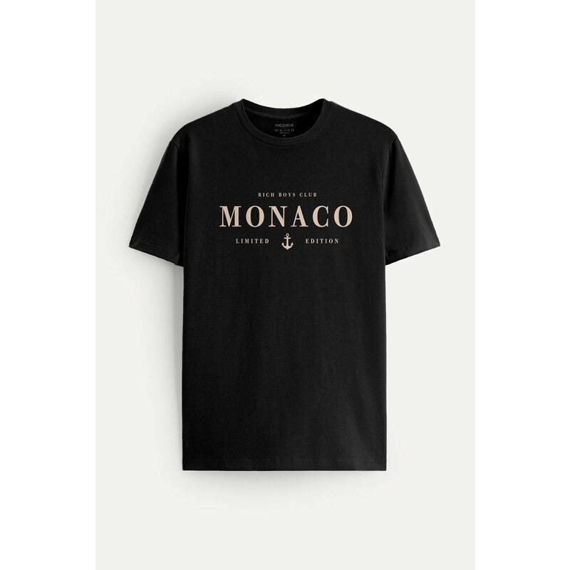 Tričko, Barva Černá, s Potiskem Monaco