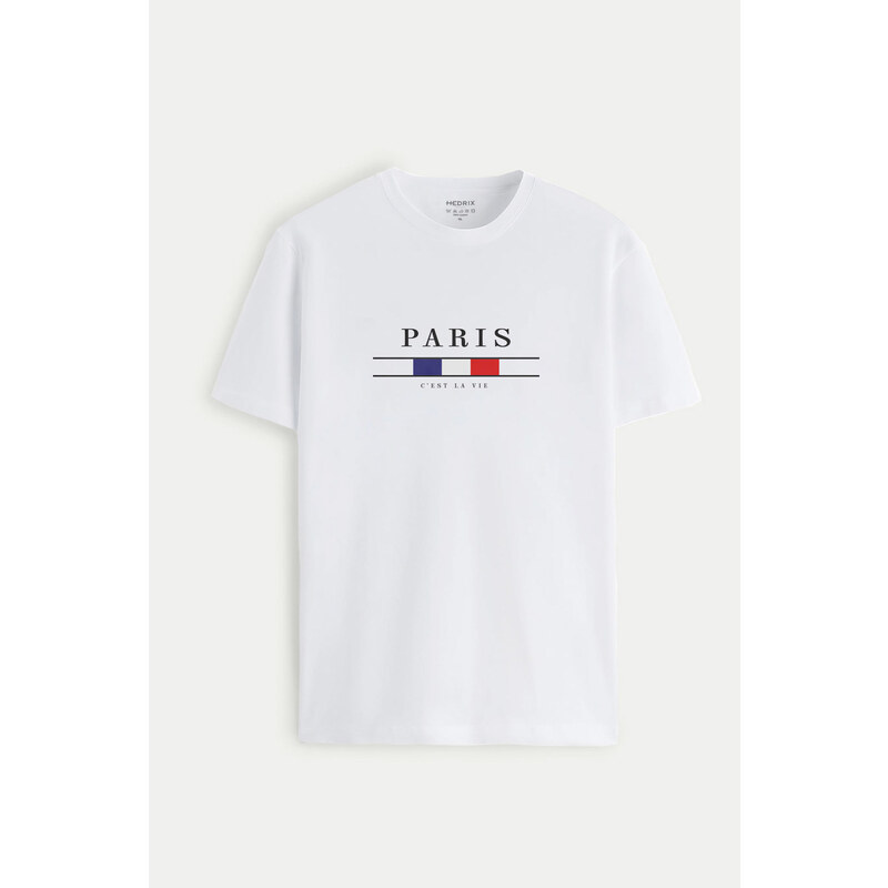 Tričko, Barva Bílá, s Potiskem Paris La Vie