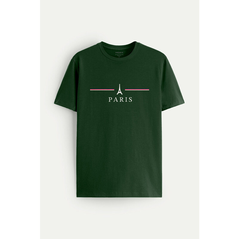 Tričko, Barva Zelená, s Potiskem Paris design-clothing-minimal