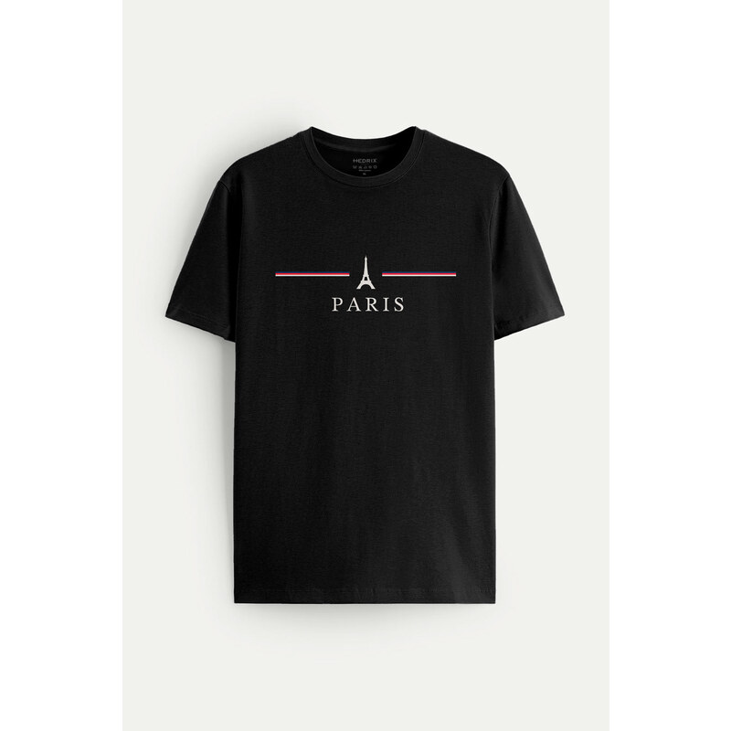 Tričko, Barva Černá, s Potiskem Paris design-clothing-minimal