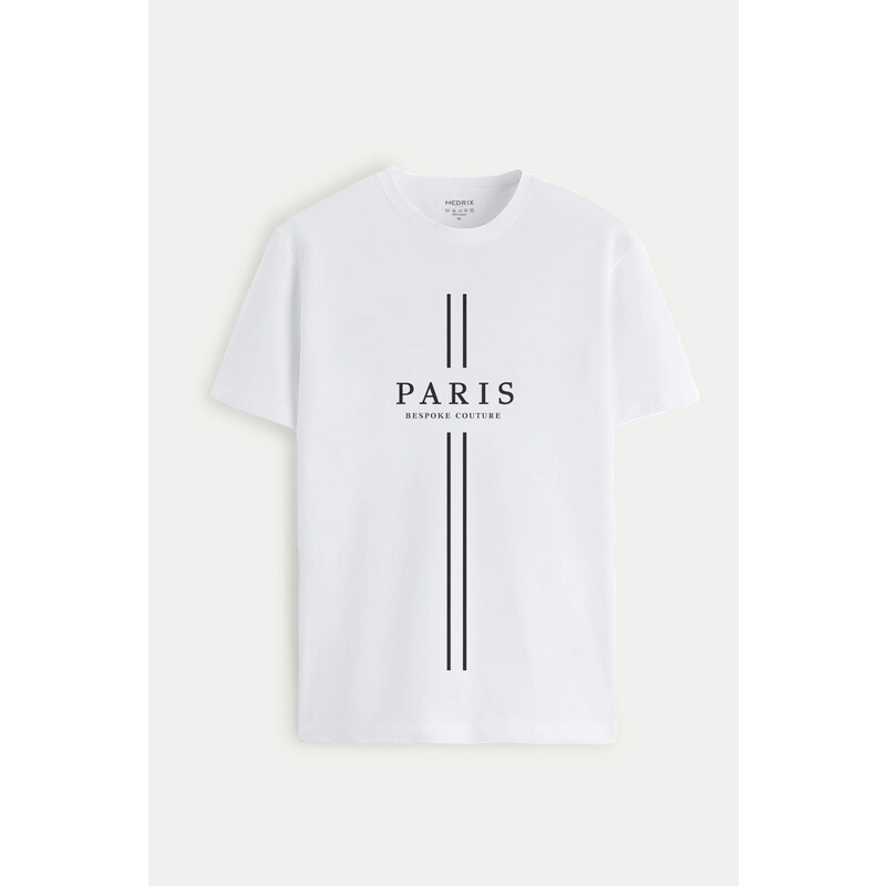 Tričko, Barva Bílá, s Potiskem Paris