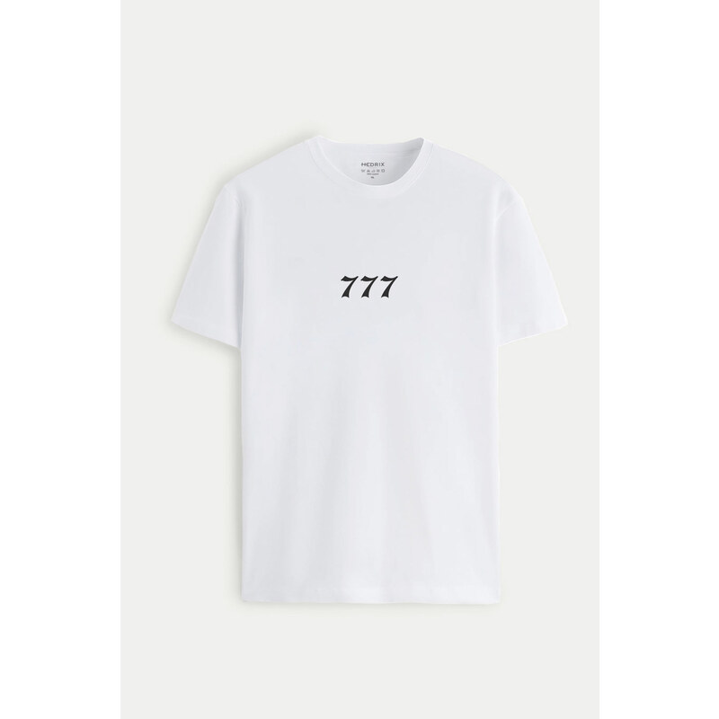 Tričko, Barva Bílá, s Potiskem Lucky Number Seven