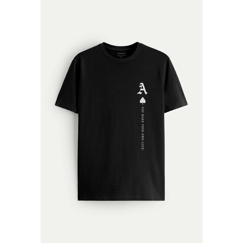 Tričko, Barva Černá, s Potiskem Lucky Ace Of Spades