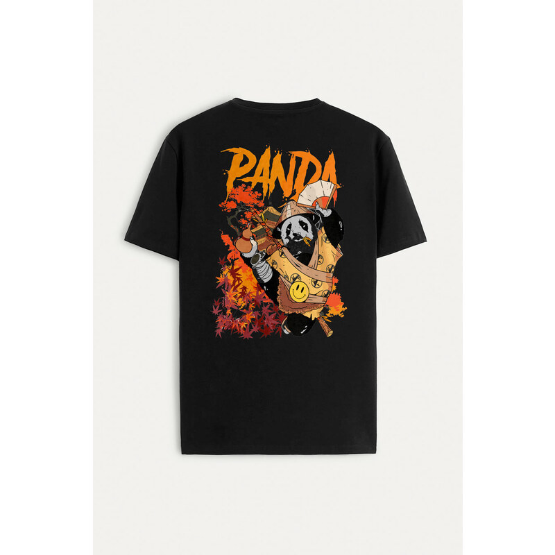 Tričko, Barva Černá, s Potiskem Panda Warrior