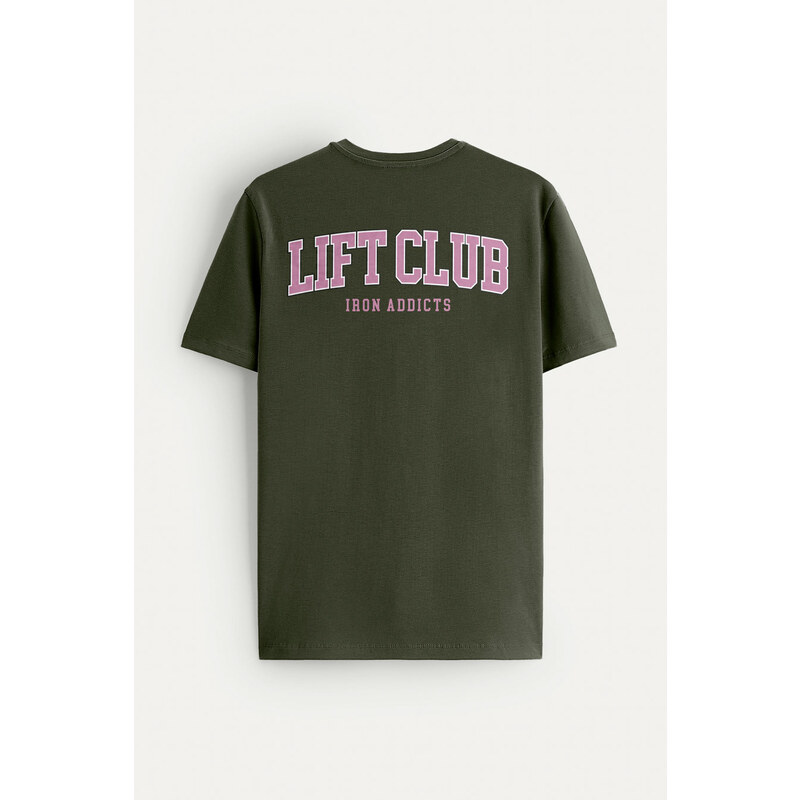 Tričko, Barva Khaki, s Potiskem Lift Club