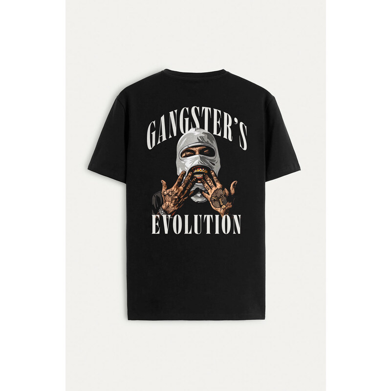 Tričko, Barva Černá, s Potiskem Gangsters Evolution