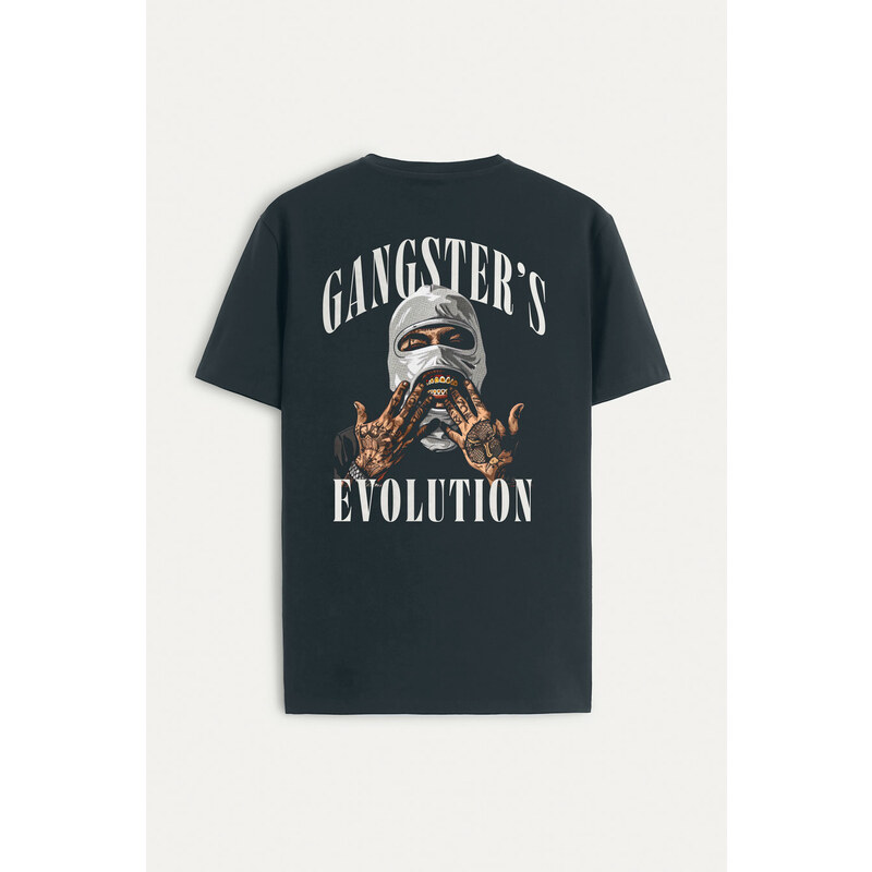Tričko, Barva Železitě Šedá, s Potiskem Gangsters Evolution