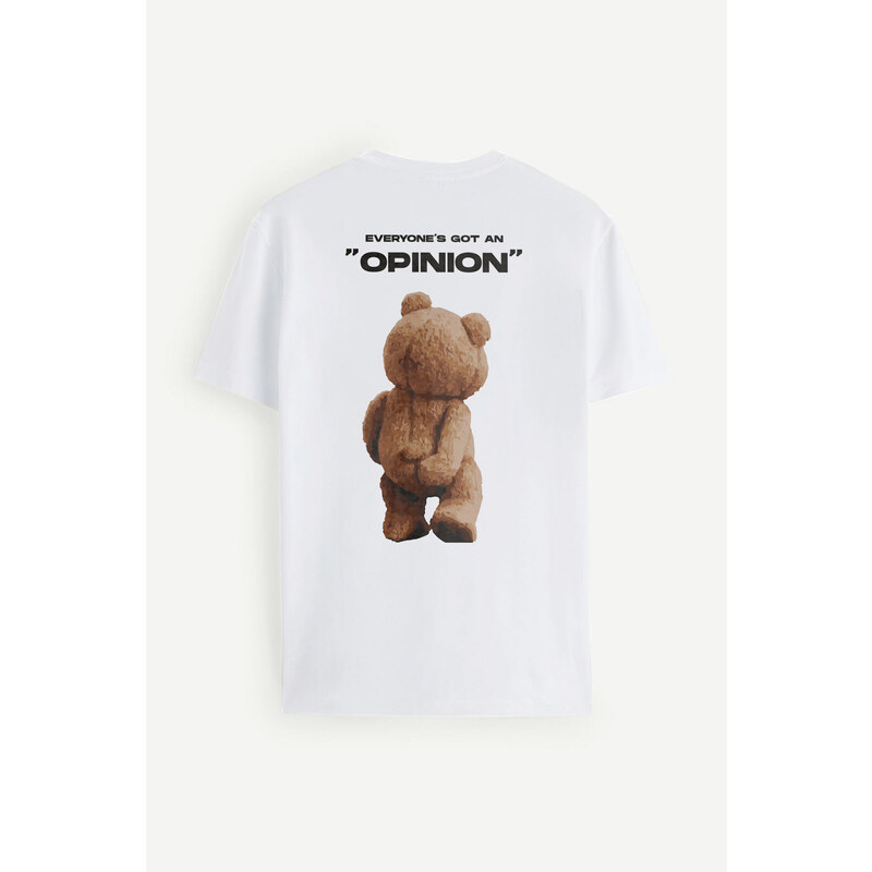Tričko, Barva Bílá, s Potiskem Teddys Opinion