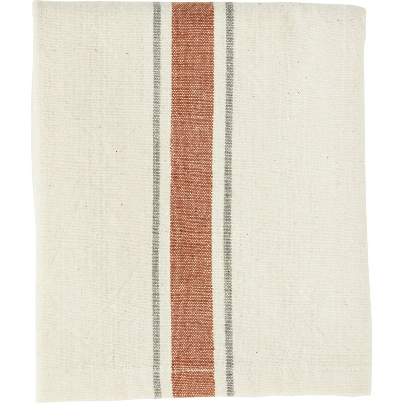 Madam Stoltz Bavlněná utěrka Off White/Tomato/Taupe 45 x 70 cm