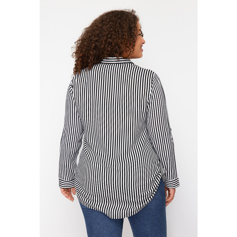 Trendyol Curve Black-White Striped Shirt