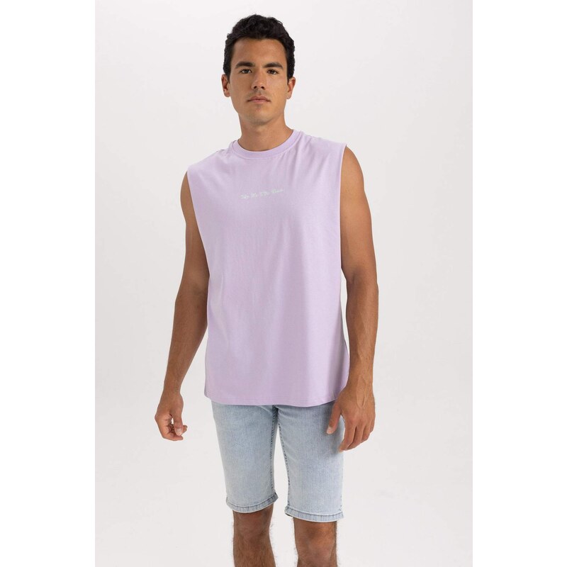 DEFACTO Boxy Fit Printed Crew Neck Sleeveless Undershirt