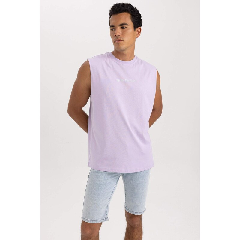 DEFACTO Boxy Fit Printed Crew Neck Sleeveless Undershirt