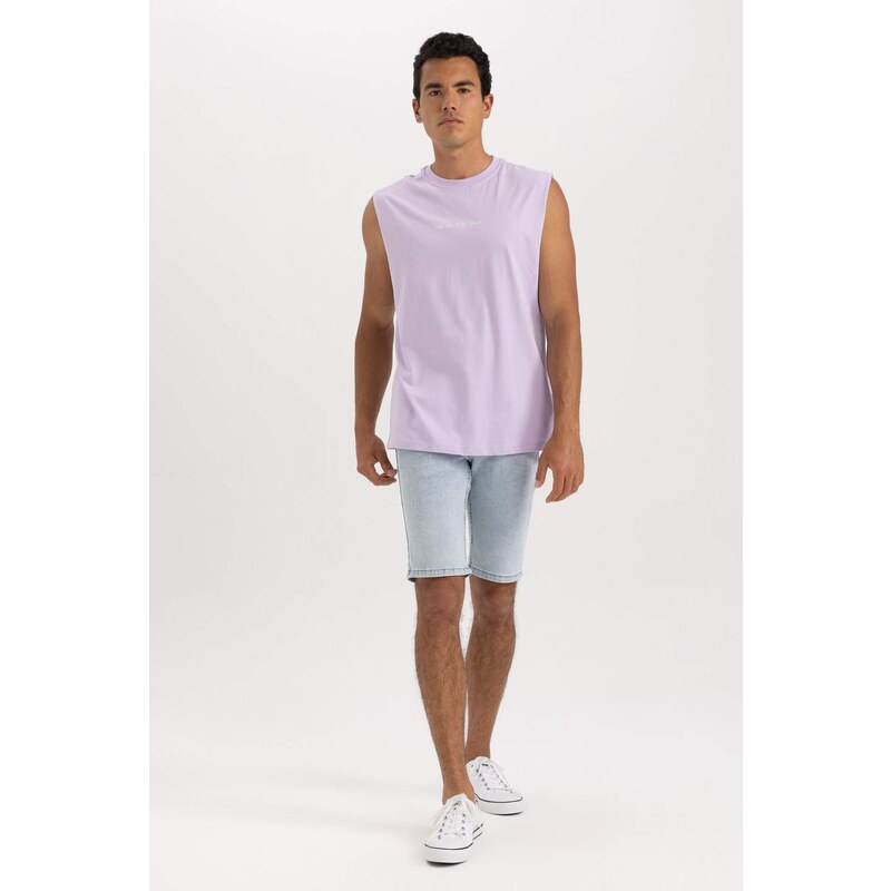 DEFACTO Boxy Fit Printed Crew Neck Sleeveless Undershirt