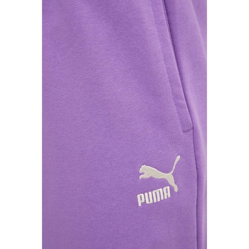 Bavlněné tepláky Puma BETTER CLASSIC fialová barva, 624233