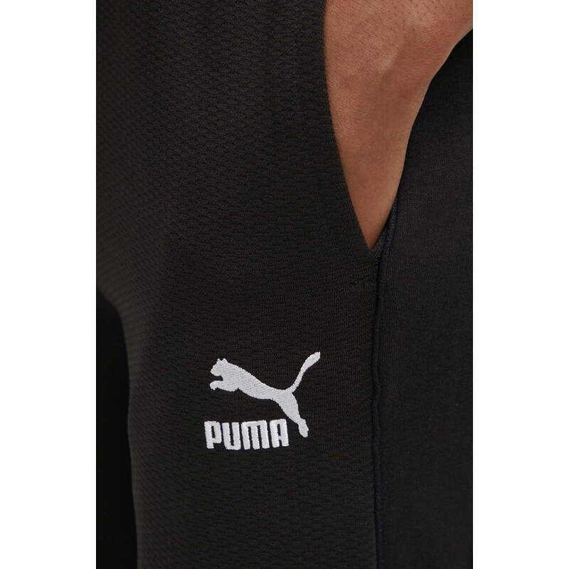 Tepláky Puma T7 High Waist Pant černá barva, hladké, 624212