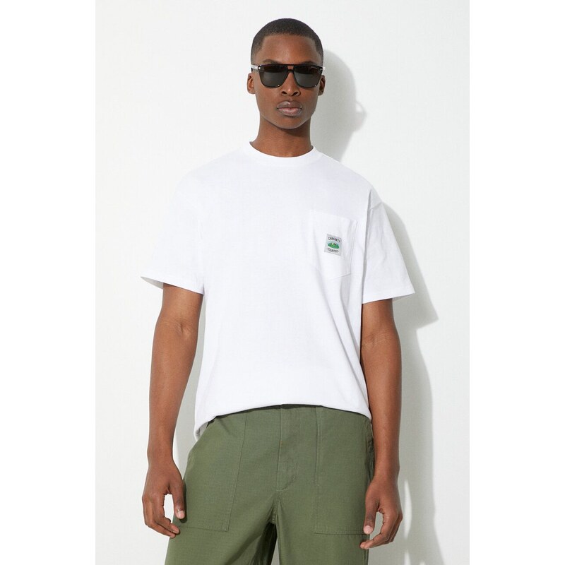 Bavlněné tričko Carhartt WIP S/S Field Pocket T-Shirt bílá barva, s aplikací, I033265.02XX