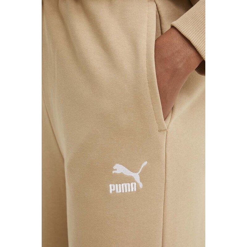 Bavlněné tepláky Puma BETTER CLASSIC béžová barva, 624235